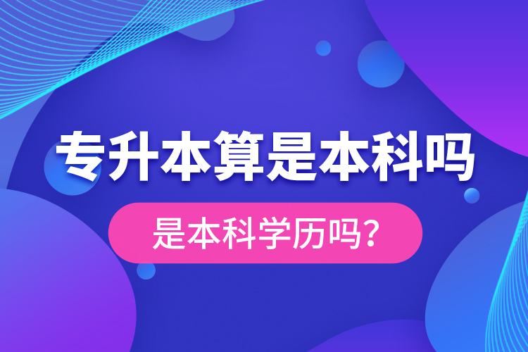 專升本算是本科嗎？是本科學歷嗎？