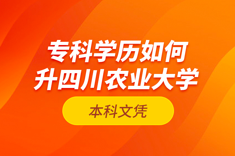 ?？茖W歷如何升四川農(nóng)業(yè)大學本科文憑