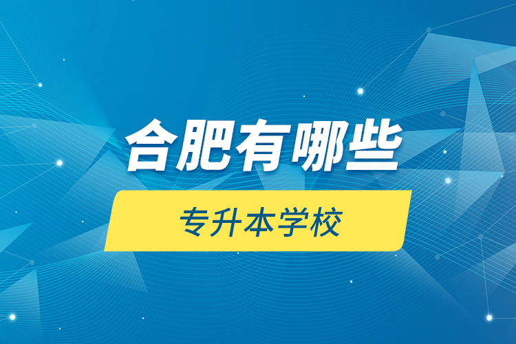 合肥有哪些專升本學(xué)校？