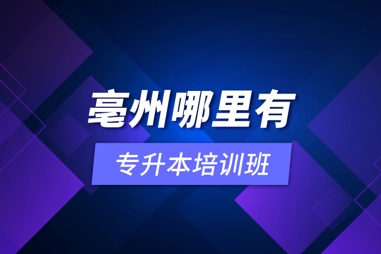亳州哪里有專升本培訓班？