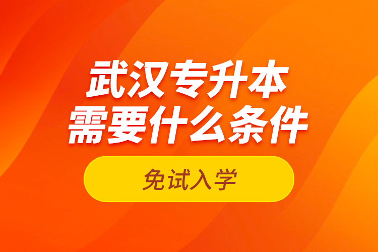 武漢專升本需要什么條件免試入學(xué)？